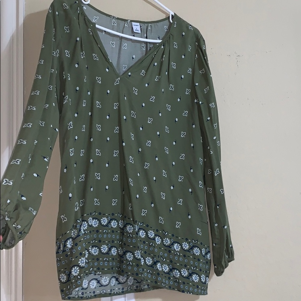 Green floral blouse